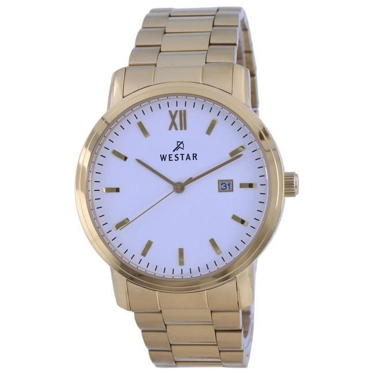 Westar - Reloj 50245gpn101 Esfera Blanca Tono Oro Acero Inoxidable Cuarzo Para Hombre, Blanco