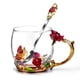 thumbnail image 1 of Taza OEAGO de cristal esmaltado con forma de mariposa y rosa, 330 ml, para mujer, 1 of 7