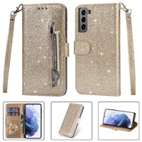 Funda Para Foxdock Elegante Funda Samsung Galaxy S21 5G Glitter Con Cremallera-Ideal Para El Uso Diario