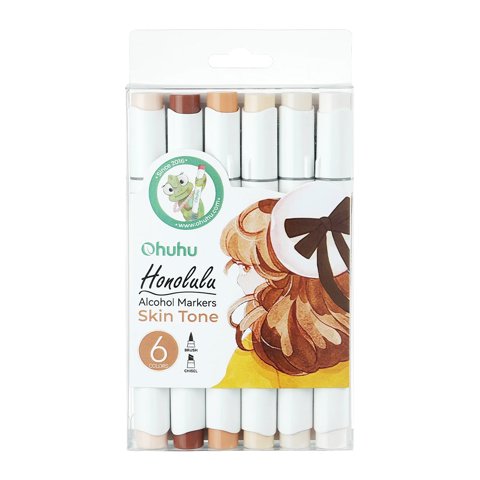Ohuhu Pack 6 Marcadores Alcohol Tonos Piel Pincel&Biselada