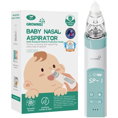 Aspirador Nasal Grownsy Para Bebé Eléctrico Con 3 Puntas De Silicona
