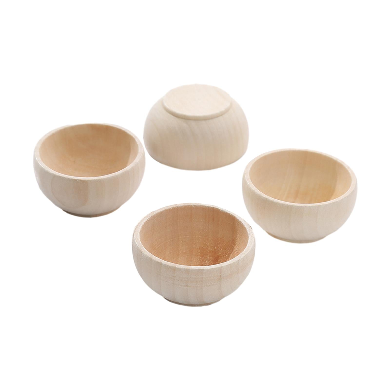 Magideal - 4x Cuenco Artesanal De Madera, Cuencos Sin Pintar, Mancha De Pintura, 58mm X 33mm, Cuencos Para Condimentos Y Especias, Juguete Para Teñir, Cuencos En
