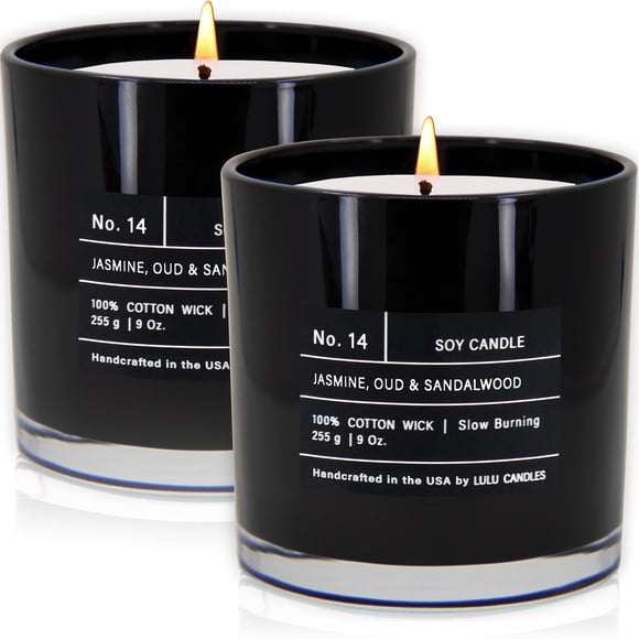 Candle Lulu Candles, jazmín, oud y sándalo, 265 ml, paquete de 2