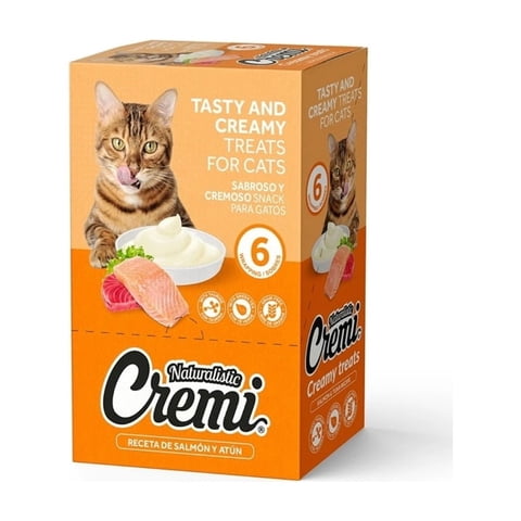 Cajita Naturalistic Cremi Gatos Salmón Y Atún (30 Tubitos)