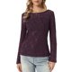 thumbnail image 1 of INSPIRE CHIC Blusa Jacquard para Mujer Cuello Barco Manga Larga Otoño Top de Punto Transparente M Púrpura, 1 of 6