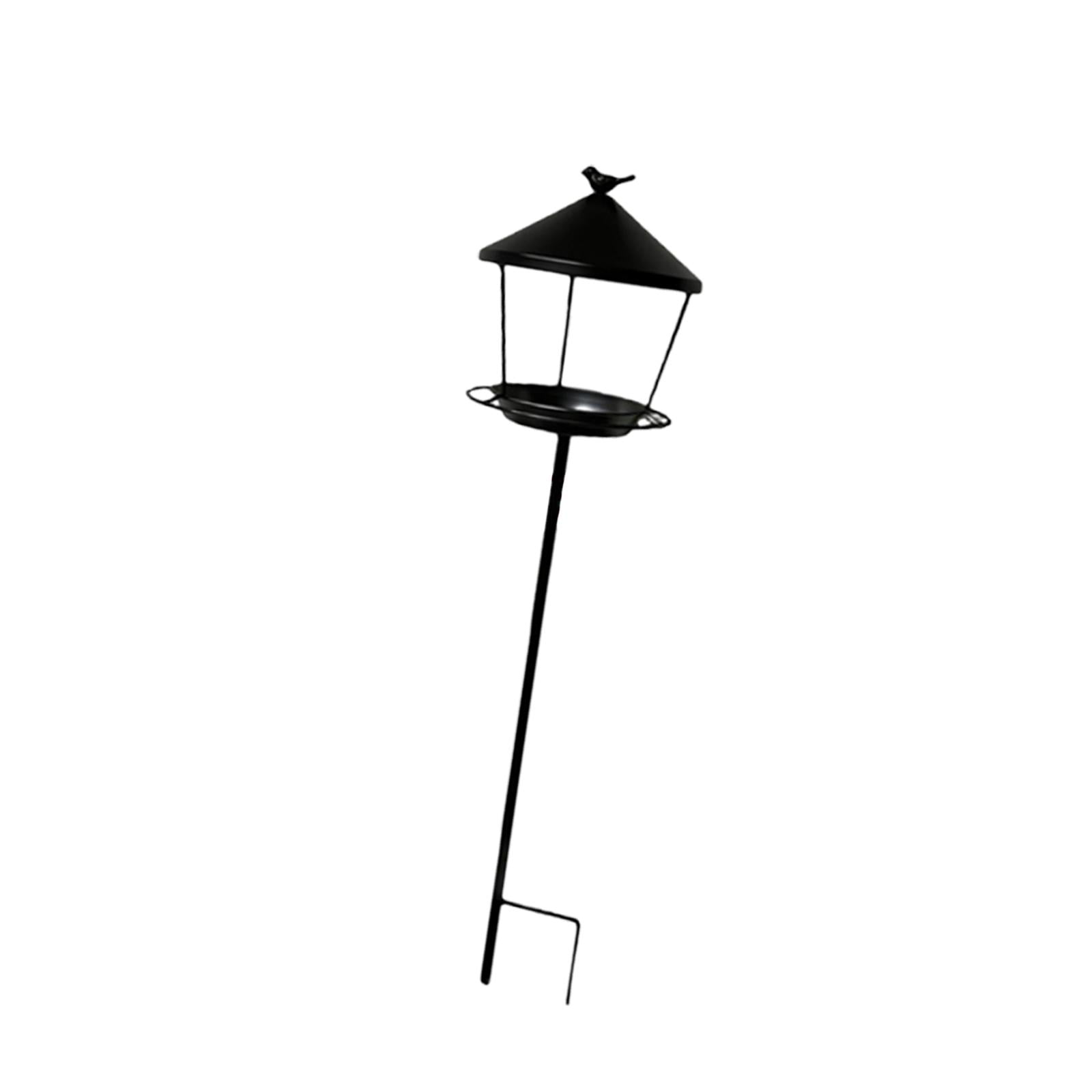 Comedero Para Pájaros Antiguo Con Soporte Para Patio Y Césped, Color Negro