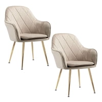 Pandalino - Pack 2 Sillón Sitial Diamante Terciopelo Beige | Moderno Y Cómodo