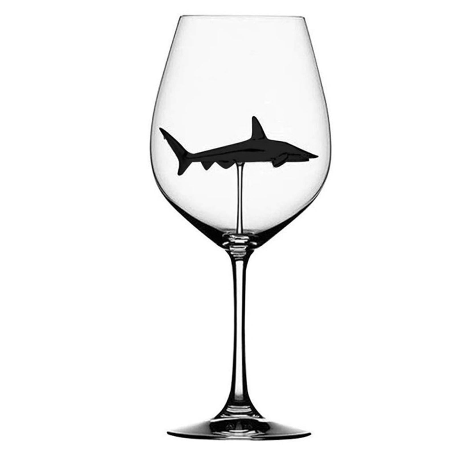 Bothyi - Copas De Vino De Tiburón Transparente De 300 Ml Para Cumpleaños De Navidad Gris