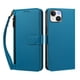 thumbnail image 1 of Funda Tipo Billetera para iphone15 con Soporte y Bolsillo con Cierre Azul, 1 of 1