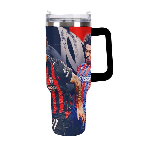 Christian Pulisic Vaso aislado de acero inoxidable con asa, diseño temático, regalo para familia, amigos y fans; incluye pajita y encaja en el portavasos estándar, 40 oz