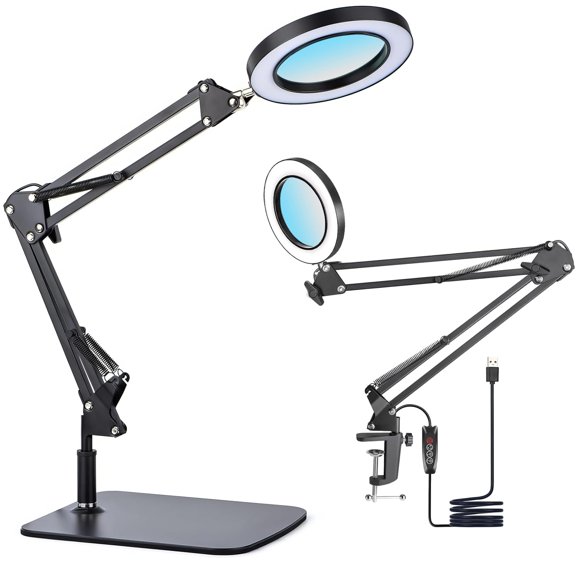 Lámpara de lupa Tioneger 15X con abrazadera y soporte 72 LED