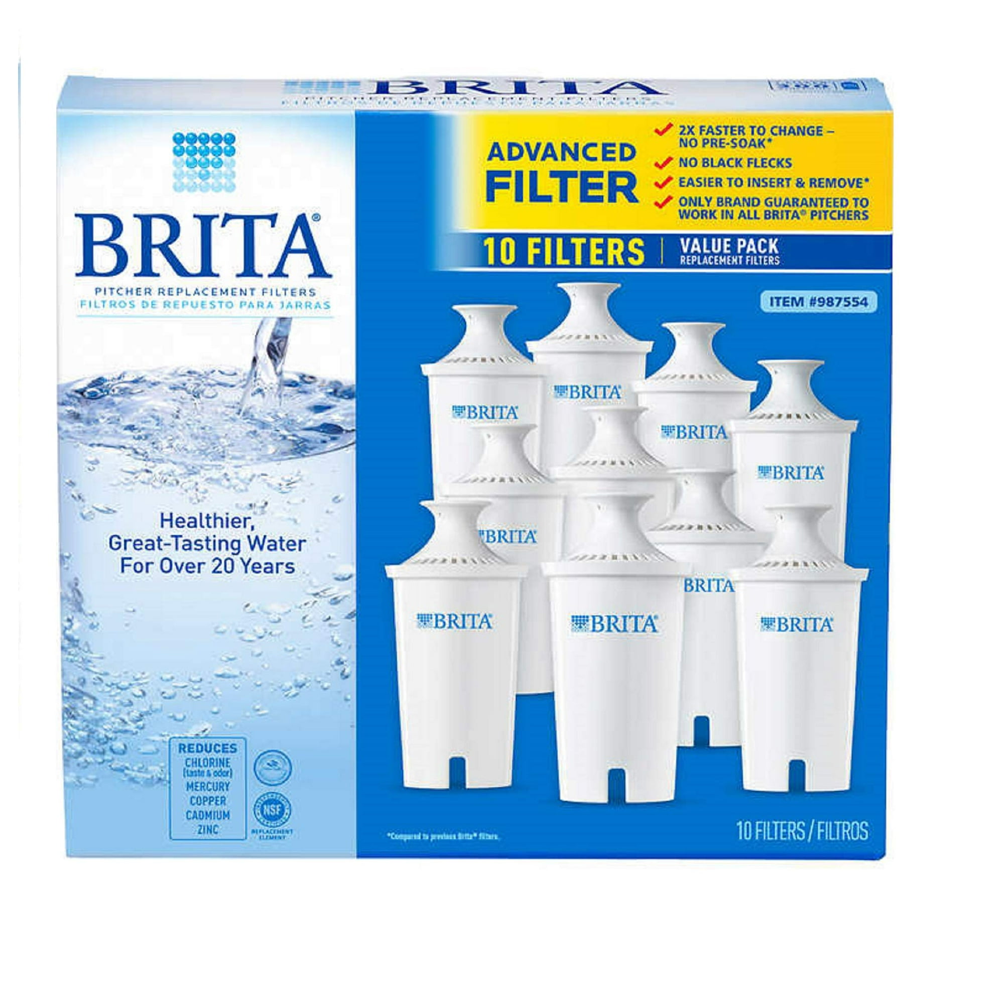 Purepebrix - Paquete De Filtros De Agua Brita Advanced Pitcher, Paquete De 10