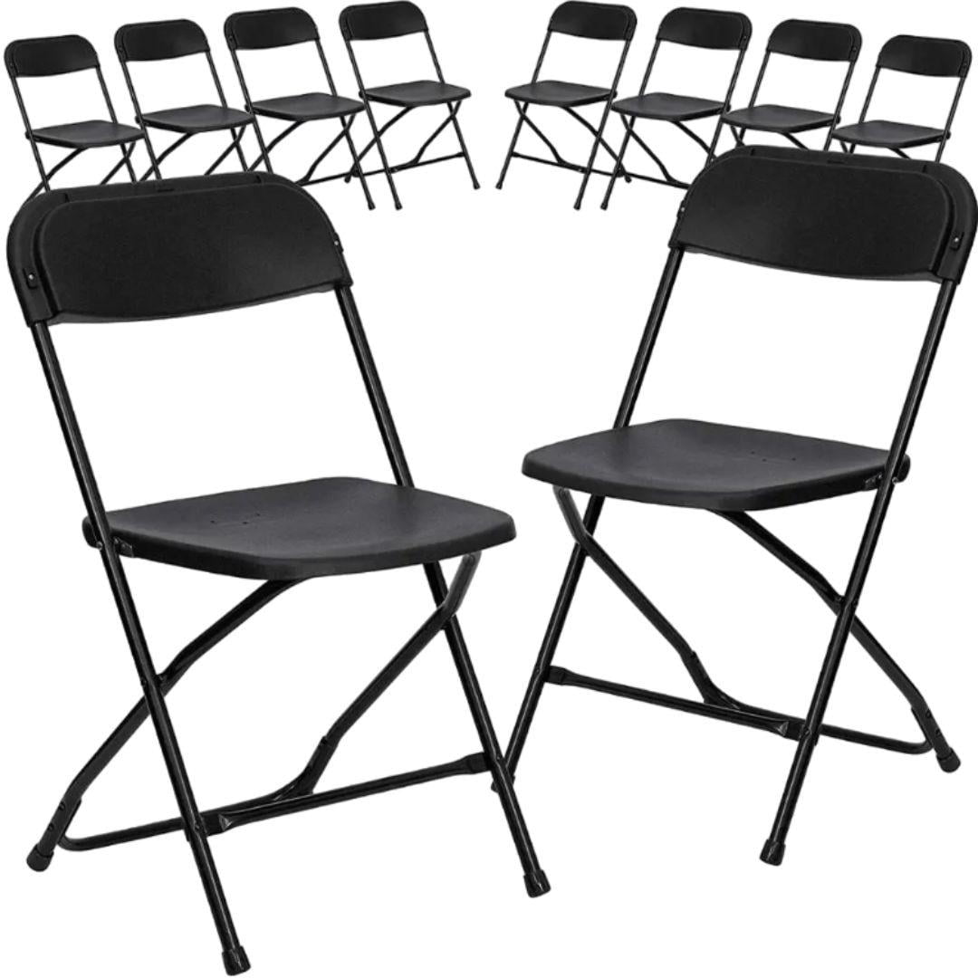 Incatex - Pack 10 Unidades Silla Plegable Negra Para Eventos Alta Resistencia
