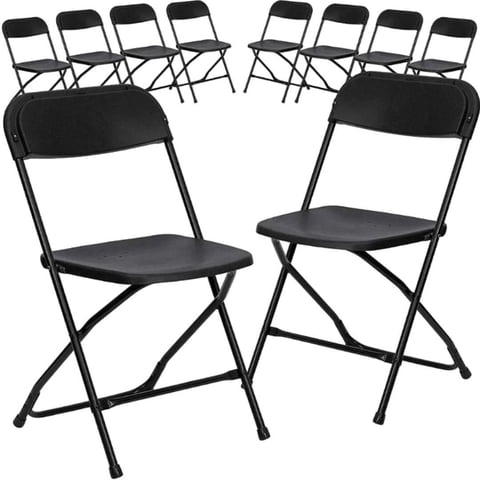 Incatex - Pack 10 Unidades Silla Plegable Negra Para Eventos Alta Resistencia