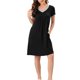 thumbnail image 2 of INSPIRE CHIC Camisón de Manga Corta para Mujer Regreso a Clases con Bolsillos Suave y Elástico Cuello en V Largo hasta la Rodilla Camisón Ropa de Casa L Negro, 2 of 6