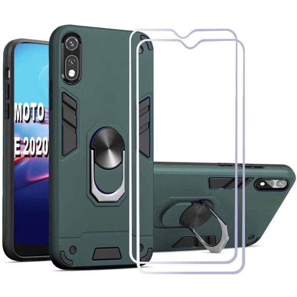 Funda Para Moto E 2020 6 2 Con Anillo Giratorio 360° En Verde