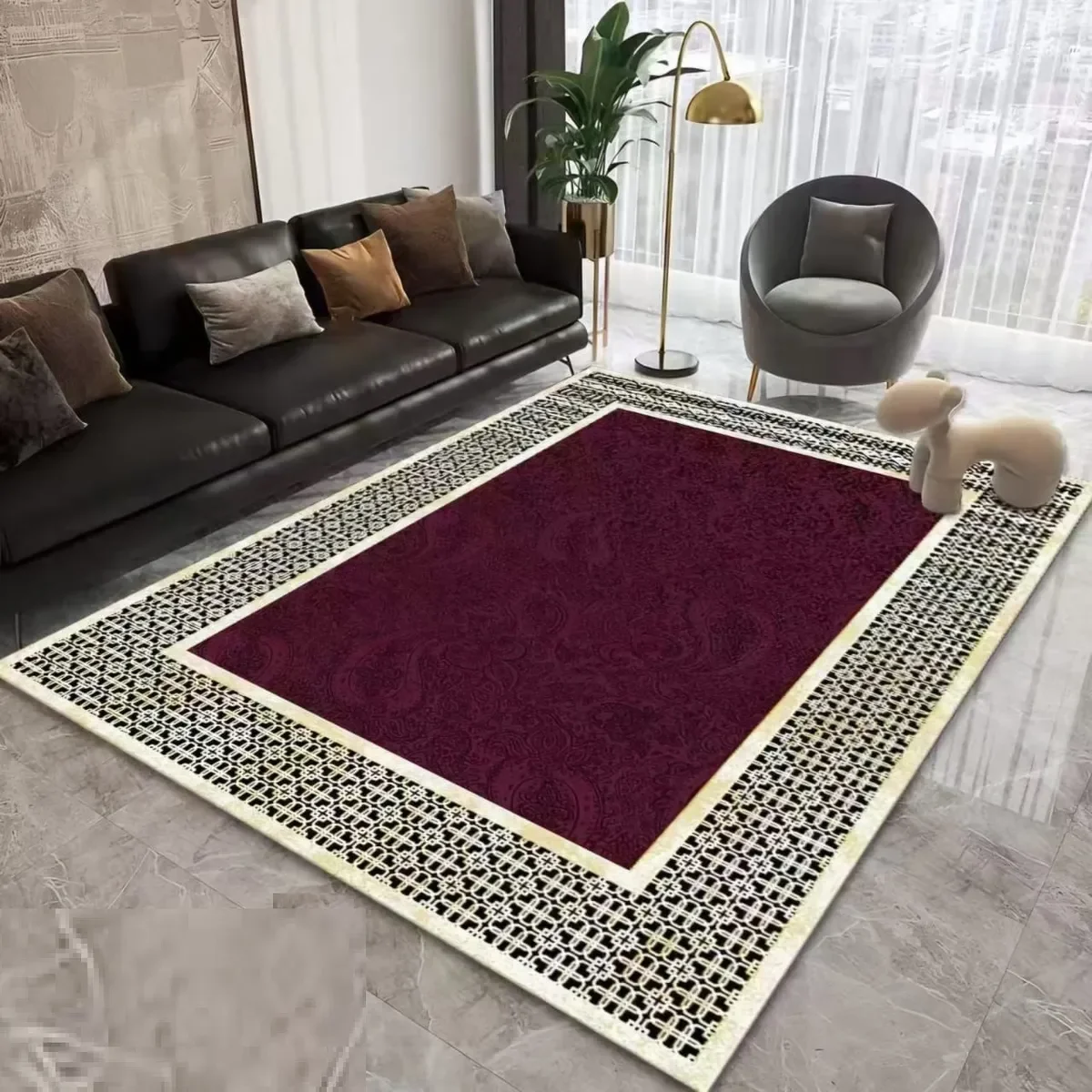 Casadeliacl - Alfombra 200x240 Moderna Elegante Decorativa Tf 2 M / 2.4 M / Moderno/ Bordó