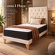 thumbnail image 3 of Cama europea Kumara 1 plaza con colchón y respaldo capitoné beige en lino 90x190 cm, 3 of 6