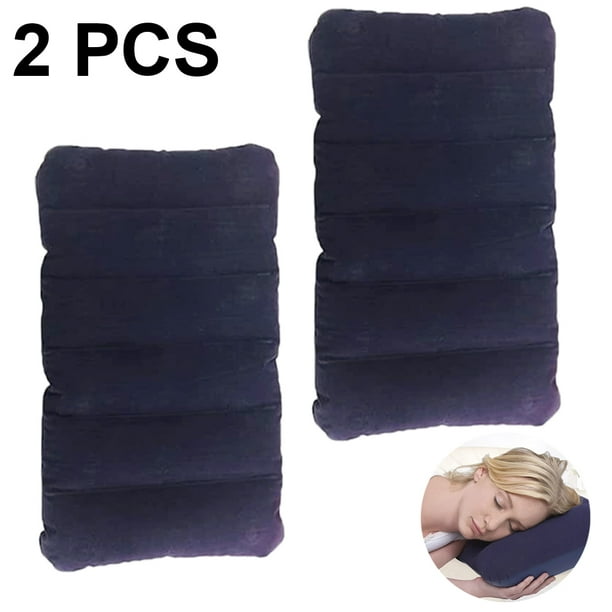 Almohada inflable, paquete de 2, compresible, cómoda, inflable, flocada, para siestas, soporte ergonómico para cuello y zona lumbar, ideal para camping, oficina, viajes, coche, vuelo.