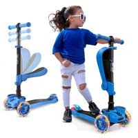 Scooter Hurtle De 3 Ruedas Para Niños, 2 En 1, Asiento Y Soporte Con Asiento, Azul