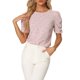 thumbnail image 1 of Blusa Floral de Manga Corta con Cuello Redondo y Fruncido para Mujer INSPIRE CHIC Rosa Floral L, 1 of 6