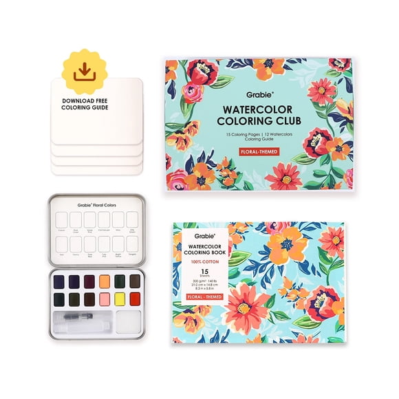 Grabie Club Box: Kit de Acuarela + Libro de Temática Floral