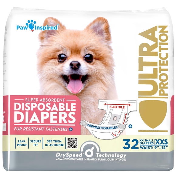 Pañales para Perros Paw Inspired XXS Hembra 32 Unidades Ultra