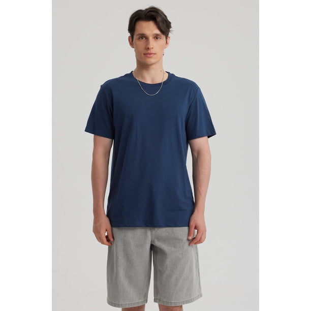 Polera Hombre Long Fit Básica Azul Marino
