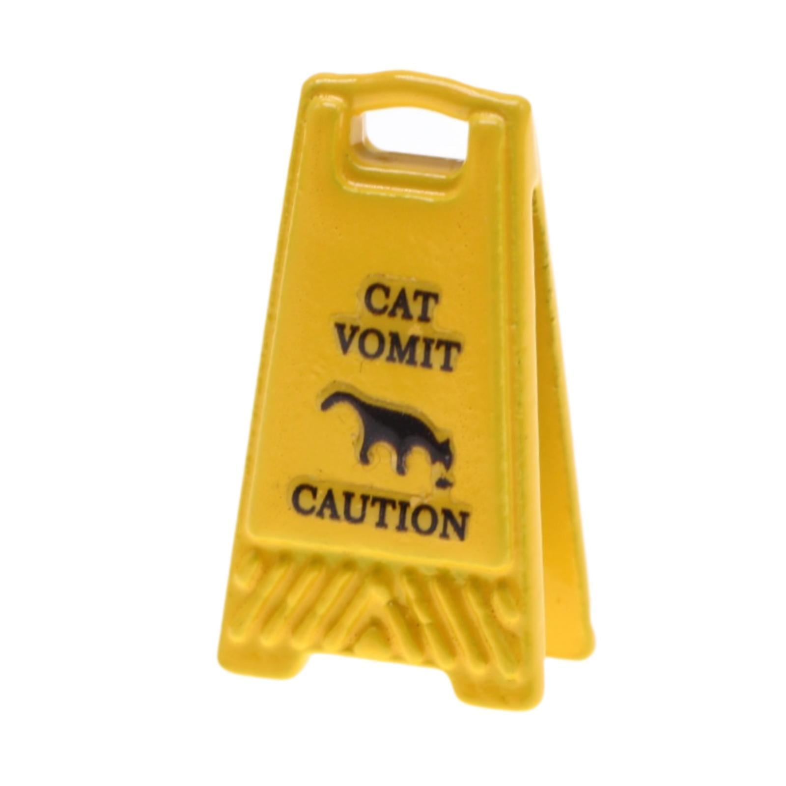 Magideal - Letrero De Advertencia Para Casa De Muñecas Señal De Precaución Mini Decoración De Aleación Creativa Accesorio De Exhibición Escala 1 12 Adecuado Para Vómito De Gato