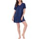 thumbnail image 1 of INSPIRE CHIC Camisones de Satén para Mujer Cuello en V Manga Corta Camisón a Rayas Ropa de Dormir Sedosa Vestido de Pijama S Azul, 1 of 5