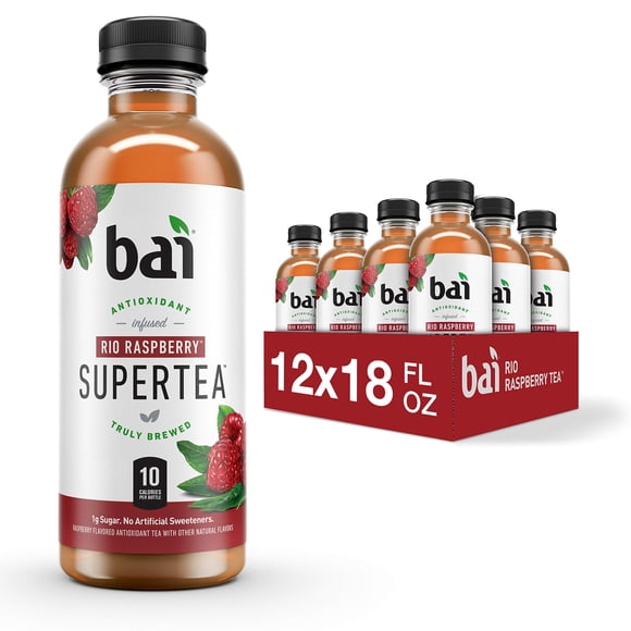 Té helado Bai Rio, antioxidante de frambuesa Supertea, 530 ml, 12 unidades