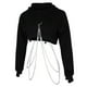 thumbnail image 3 of Manera larga de las mujeres sudadera con capucha sudadera con capucha Crop Top Metal sudadera con cadena L., 3 of 3