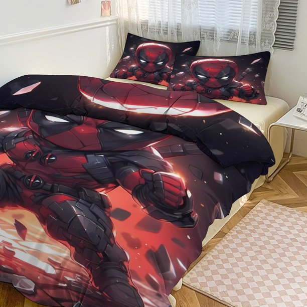 Avengers Deadpool Bedding Sets for Kids Men Women Full Size Comforter Set 3pcs Comforter Sets