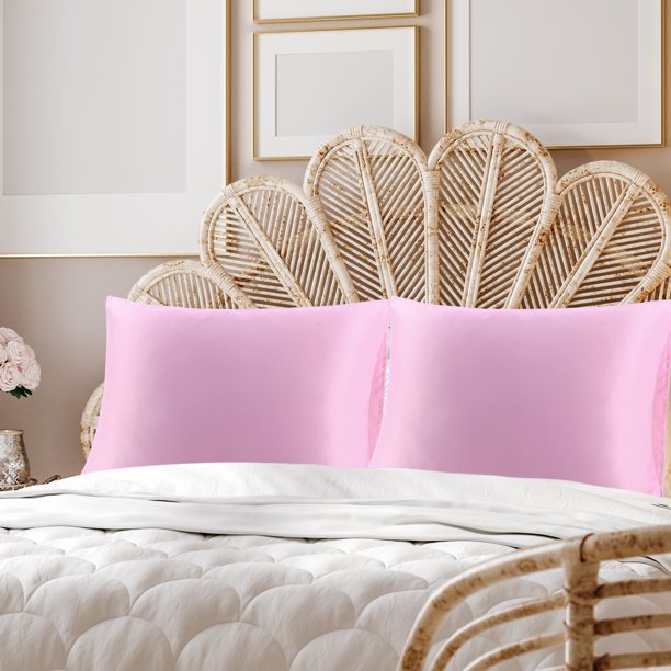 PiccoCasa Fundas de Almohada de Satén de Lujo Juego de 2 Fundas de Almohada Sedosas, Reina Lila
