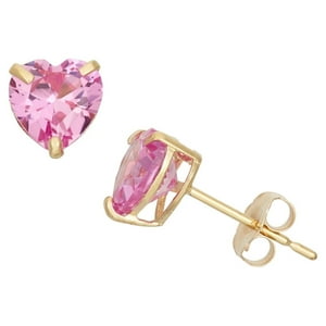 Aros Paris Jewelry 18K Yellow Gold Plated 4 Ct Heart Created Pink Sapphire Mujeres