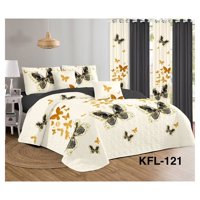 Genérico - Cubrecama Quilt Verano 2 Plazas - Crema Mariposas Doradas Kfl121