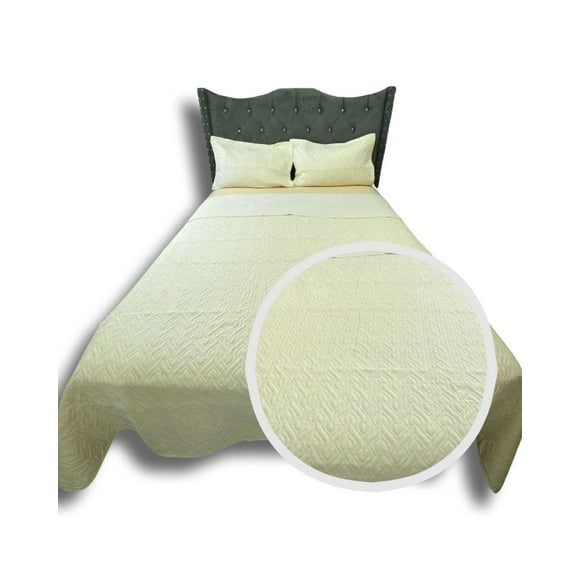 Cubrecama Quilt De Lujo Verano Delgado Plaza Y Media Crema