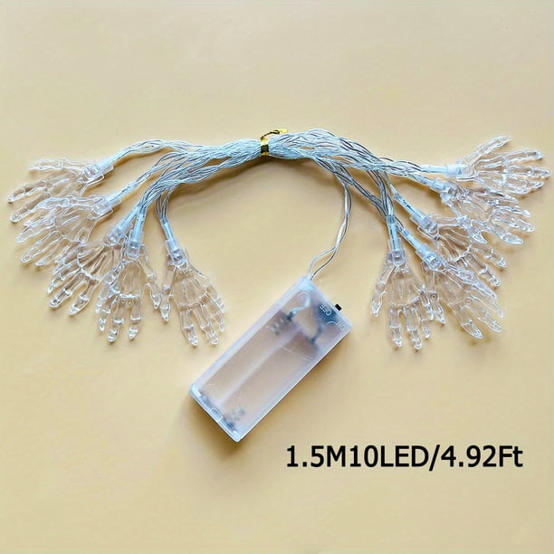 1pc 59.06inch 10 Lights, 118.11inch 20 Lights Blue Ghost Hand Halloween Decoration Light String, Battery Powered
