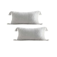 Genérico - Pack De 2 Fundas De Cojin Chenille Con Borlas 30X50 Blanco