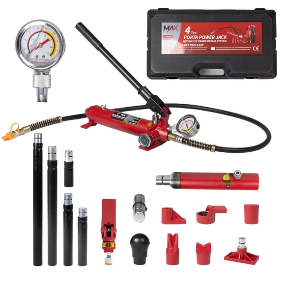 Kit hidráulico Porta Power Jack Maxority de 4 toneladas, 18 piezas