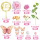 thumbnail image 3 of Adorno para pastel Tazimi con flores rosas y mariposas, 3 of 8