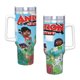thumbnail image 4 of ¡Press Start! Vaso aislado de acero inoxidable con asa, diseño temático, regalo para familia, amigos y fans; incluye pajita y encaja en el portavasos estándar, 40 oz, 4 of 6