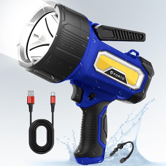 Linterna Spotlight FORTO recargable de 2000 lúmenes IPX7, color azul