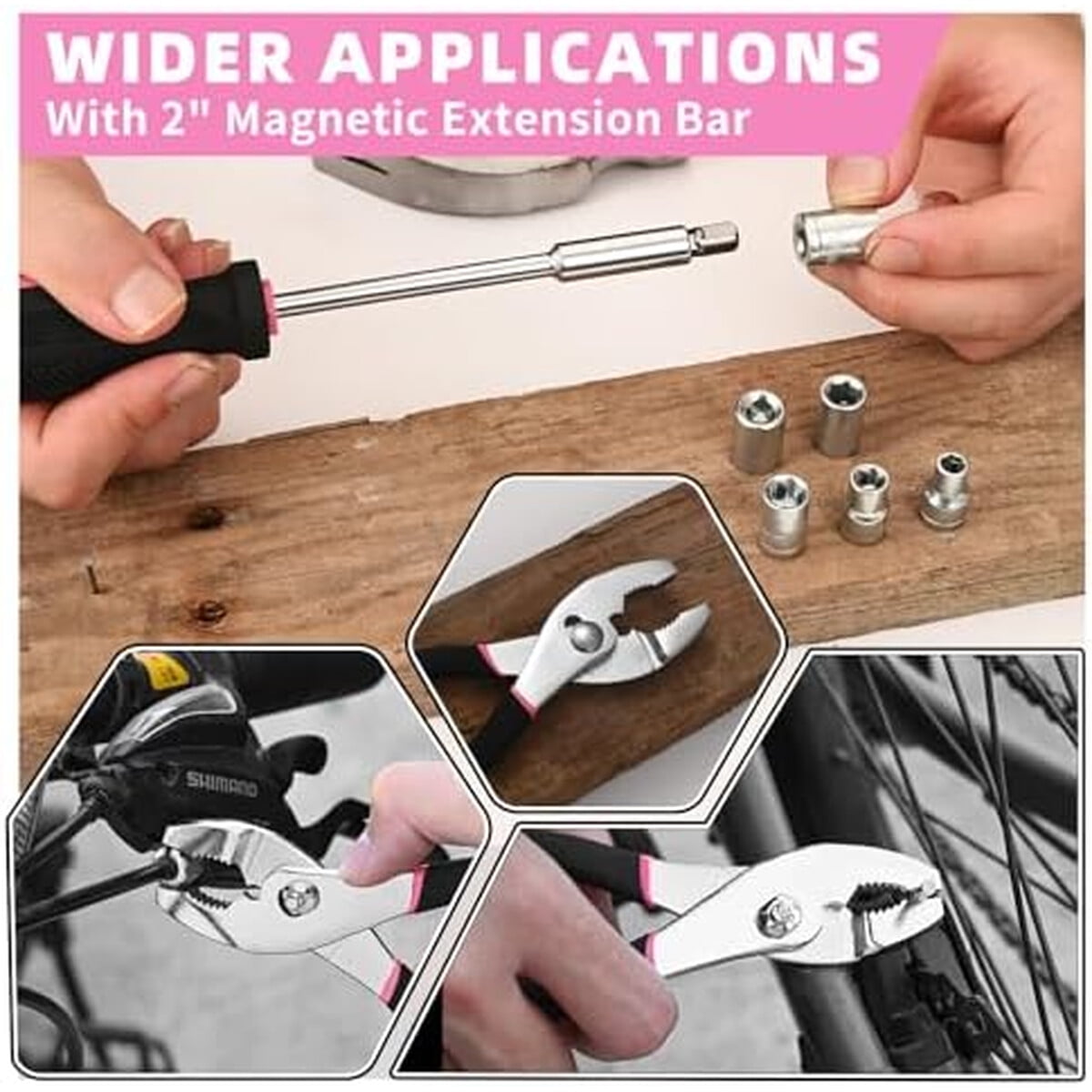Set Herramientas Hogar Hangying 132 Piezas Rosa Kit Diy