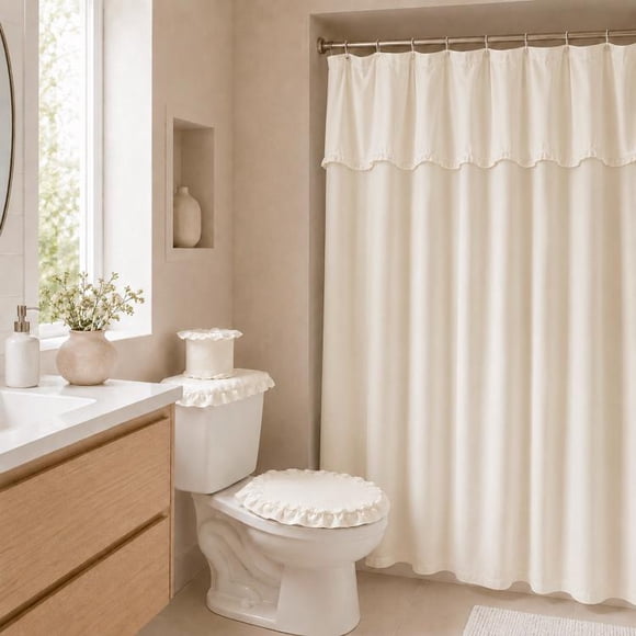 Juego de Cortina para Baño Broderie Amanda 6 Piezas Beige