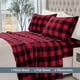 thumbnail image 3 of Juego de sábanas Elegant Comfort de franela de terciopelo King Buffalo Red, 3 of 9