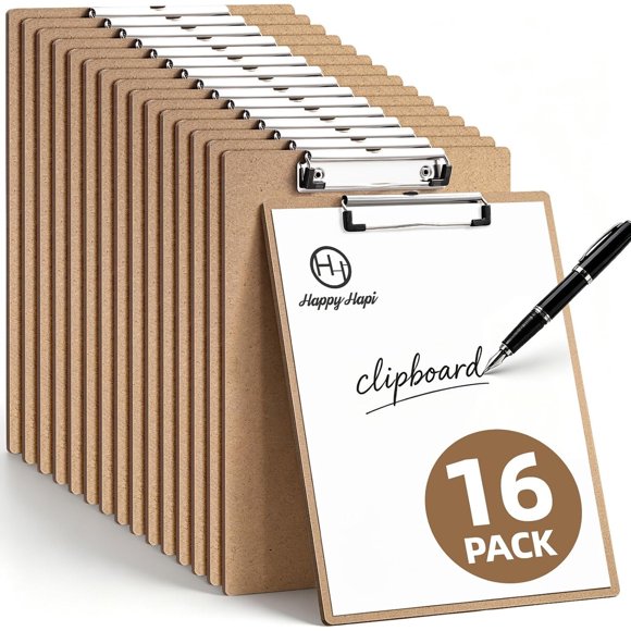 Portapapeles HappyHapi de madera de 3 mm, tamaño carta, paquete de 16