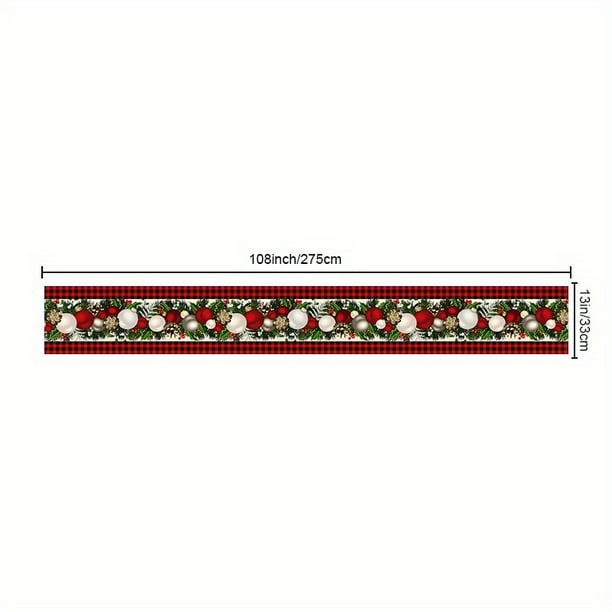 1pc Merry Christmas Table Runner - Red and Black Buffalo Check Plaid Pine Cone Design - Waterproof and Stain Resistant - Perfect for Holiday Parties and Family Gatherings - Ideal Gift and Home Decor
