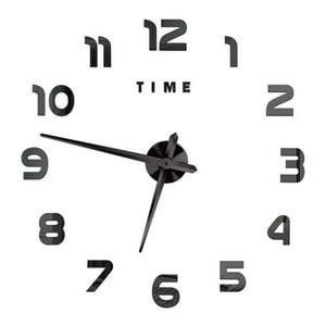 Wyj Hogar - Reloj De Pared Con Pegatinas De Espejo Acrílico Negro02