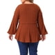 thumbnail image 3 of Agnes Orinda Conjuntos de Halloween Blusas Peplum de Talla Grande para Mujer Cuello Redondo de Punto Acanalado Manga Larga Dobladillo Acampanado Blusas Vintage Casual 2X Rojo Ladrillo, 3 of 6